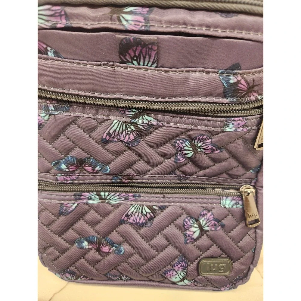 Lug Can Can XL Convertible Crossbody Bag, Purple Butterfly Polyester Lightweight